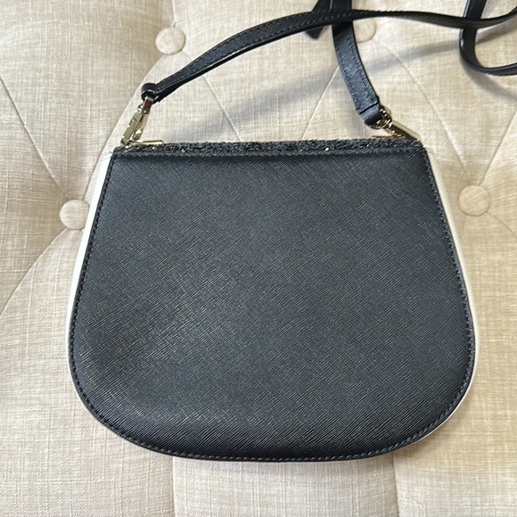 Kate Spade Cameron Street Glitter Small Byrdie in Black & White Crossbody - Picture 4 of 10